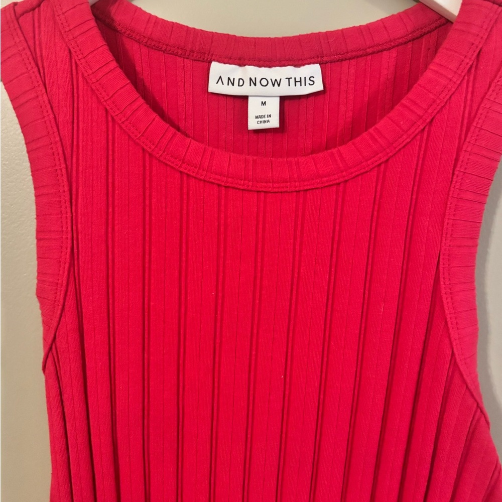 Vibrant Fuchsia /Red Ribbed Tank Dress - Picture 2 of 3